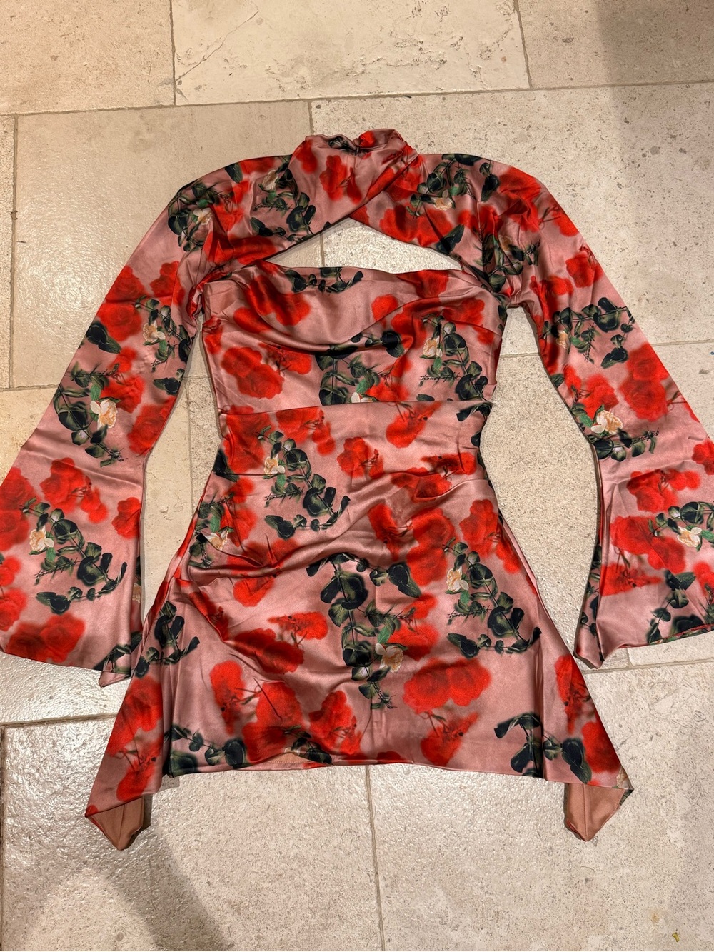 House of CB-Toira Rose Print Draped Corset Dress- size M